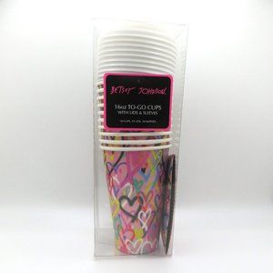 10 Cups Betsey Johnson 16 oz To-Go cups With Lids And Sleeves ~ NWT